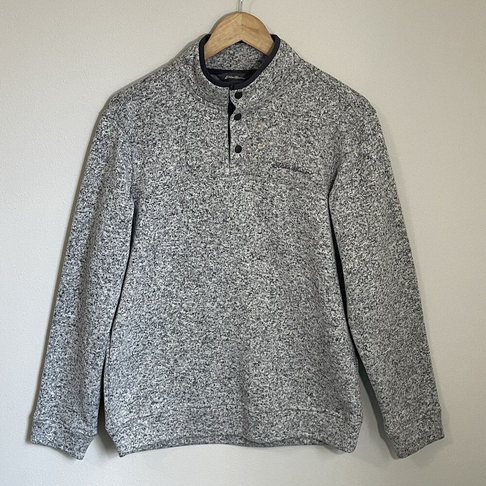 Mens Eddie Bauer Radiator Fleece 1/4 Snap-Front Pullover Jacket Medium CHARCOAL